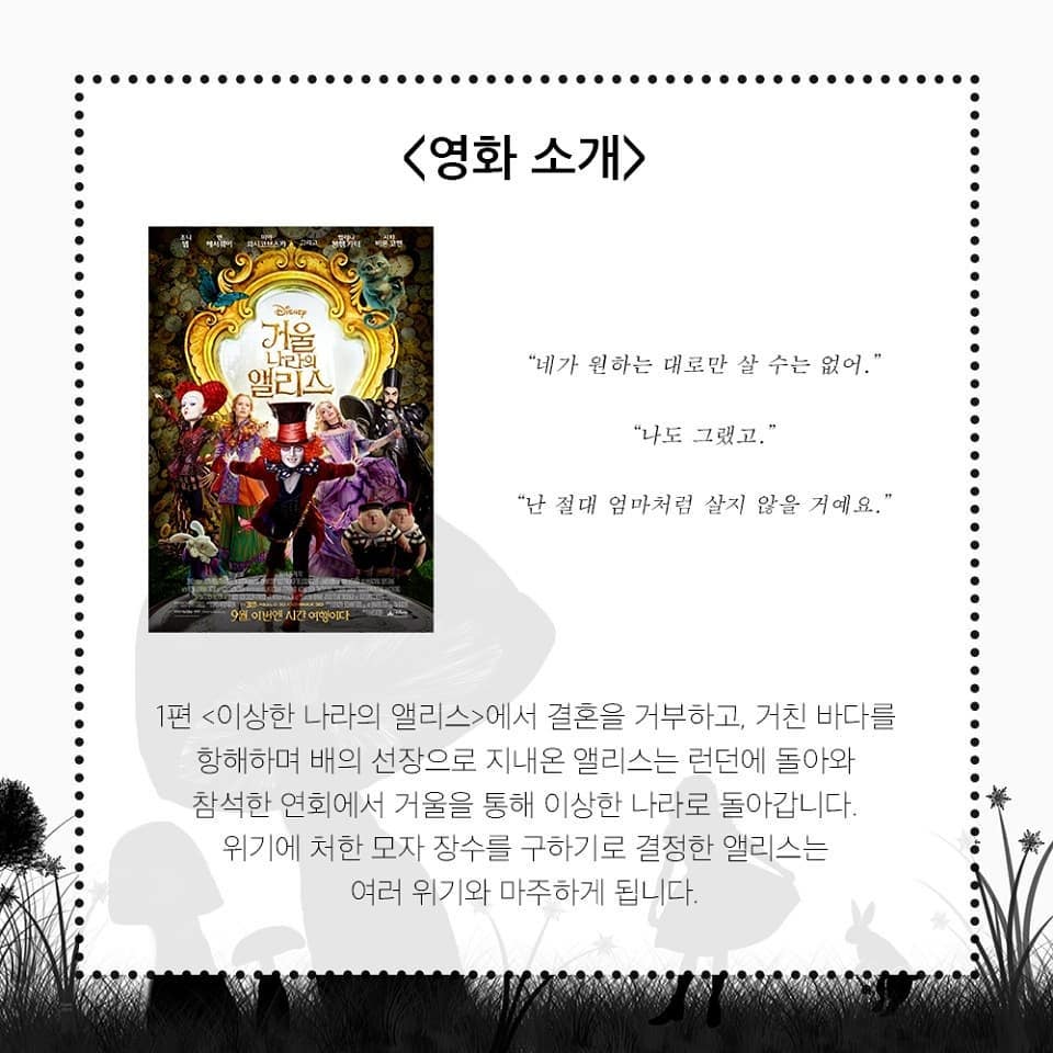 카드뉴스 '디어시스터즈 11월 영화토론 - 거울나라의 앨리스' 이미지